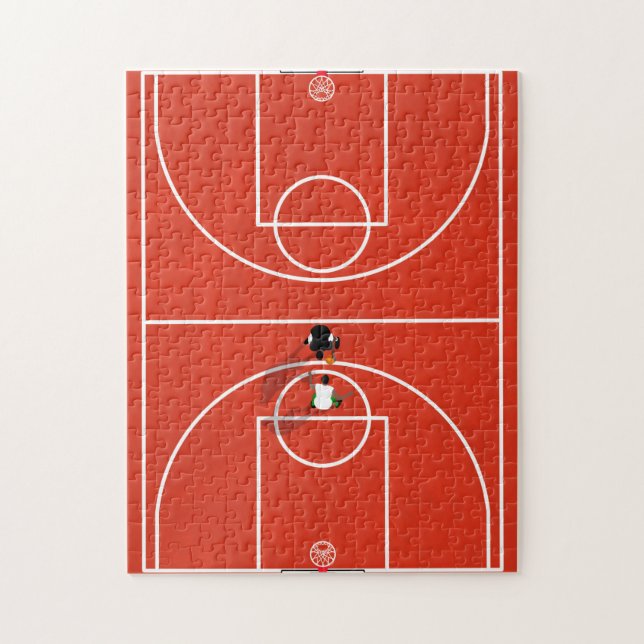 Puzzle Basketball Court Aerial Illustration (Vertical)