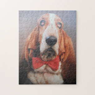 Puzzle-Basset-Haken in der Krawatte "Roter Hund"