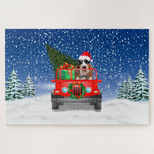 Puzzle Basset Hound avec des cadeaux de Noël