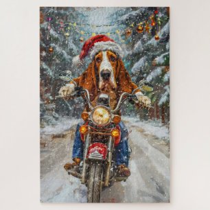 Puzzle Basset Hound Chien à Moto Noël 