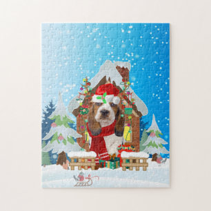 Puzzle Basset Hound chien avec cadeaux de Noël