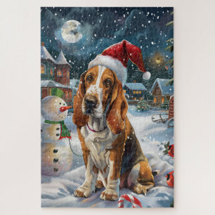 Puzzle Basset Hound Chien Merveilleux Noël Joyeux Noël