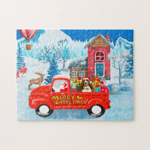 Puzzle Basset Hound Dog dans la livraison de Noël Camion 