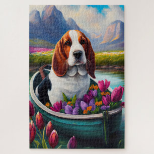 Puzzle Basset Hound Dog sur une pagaie : une aventure Pit