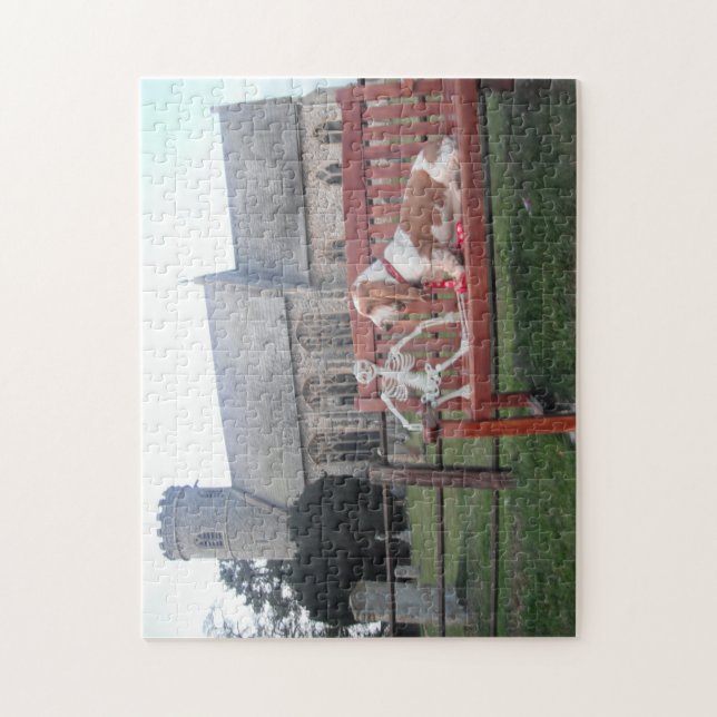 Puzzle Basset Hound Kirche (Vertikal)