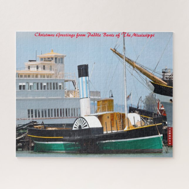 Puzzle Bateau à pédales Mississippi.voeux de Noël (Horizontal)