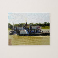 Bateau à roues à aubes sur le fleuve Aquarelle, Pu