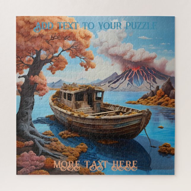 Puzzle Bateau de pêche tranquille sur le volcan du Mont F (Vertical)