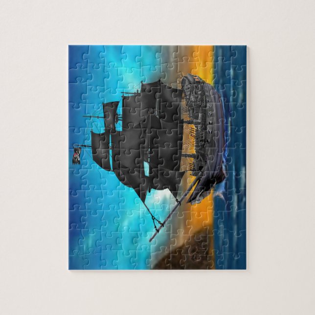 PUZZLE BATEAU DE PIRATE AU COUCHER DU SOLEIL (Vertical)
