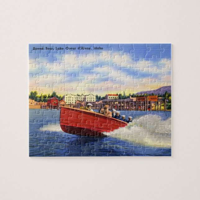 Puzzle Bateau en bois de vitesse sur le d'Alene de Coeur (Horizontal)