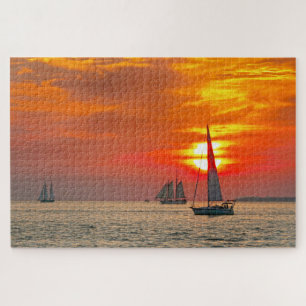 Puzzle Bateaux à Key West, Floride, coucher de soleil