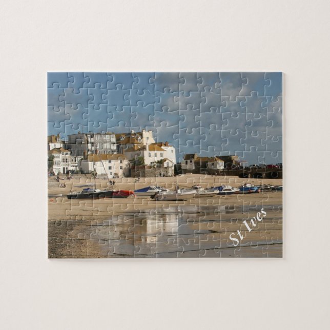Puzzle Bateaux à marée basse, port de St Ives (Horizontal)