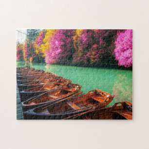 Puzzle Bateaux d'aviron Lac Trees Plitvice Lacs Croatie