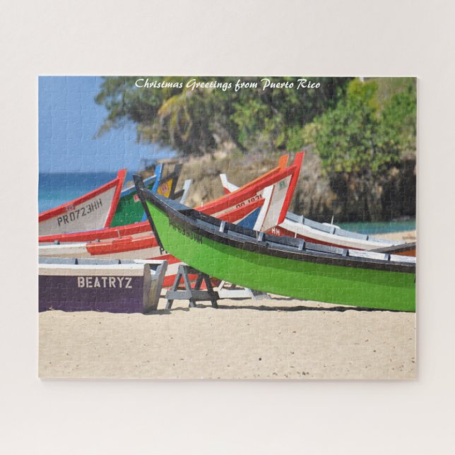 Puzzle Bateaux de pêche Porto Rico.voeux de Noël (Horizontal)