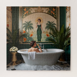 Puzzle Bathing Woman in Art Deco Bathroom