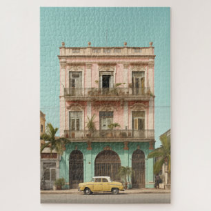 Puzzle Bâtiment Colonial Voiture Jaune Havane Cuba