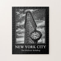 Bâtiment Flatiron et horloge en noir et blanc 1C