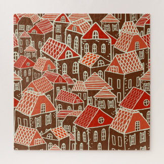 Puzzle Bâtiments vintages de la ville Motif sans couture