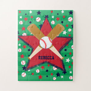 Puzzle Bats de baseball personnalisés ballon et étoiles