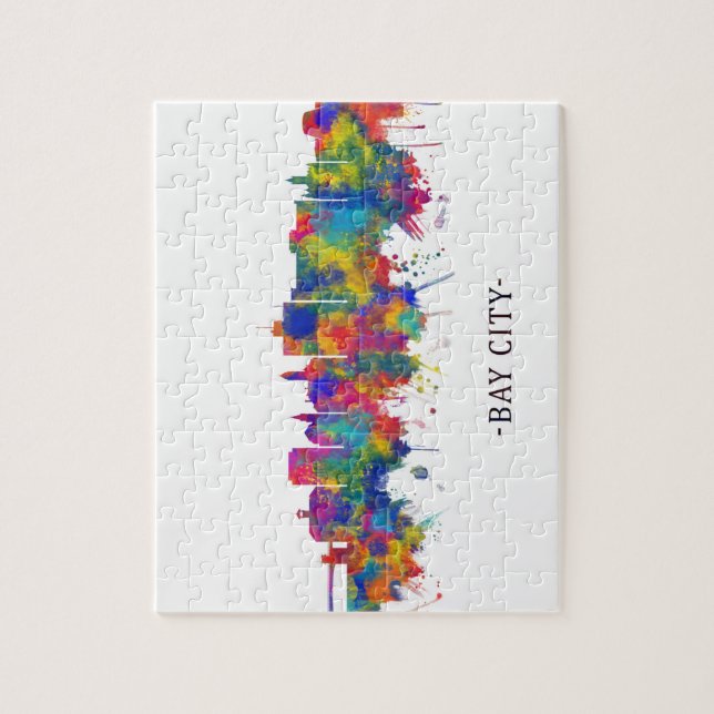 Puzzle Bay City Michigan Skyline (Vertical)