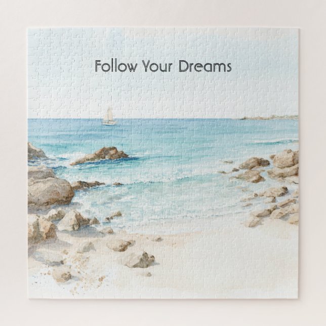 Puzzle Beach Boat Ocean View  (Vertical)