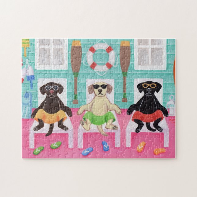 Puzzle Beach House Labrador Boys Peinture (Horizontal)