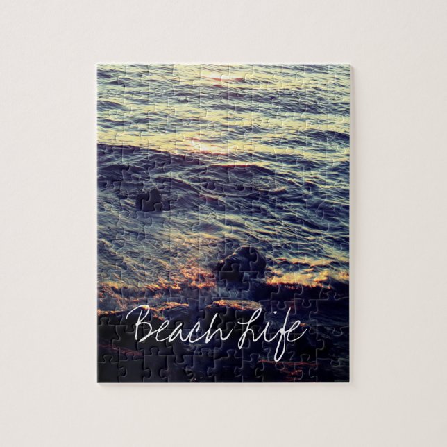 Puzzle Beach Life Citations Vagues Ocean Sunset Water Cad (Vertical)