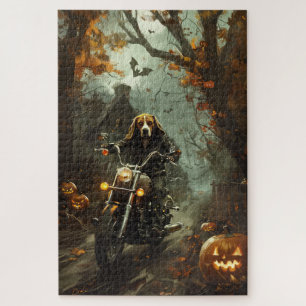 Puzzle Beagle à moto Halloween effrayant