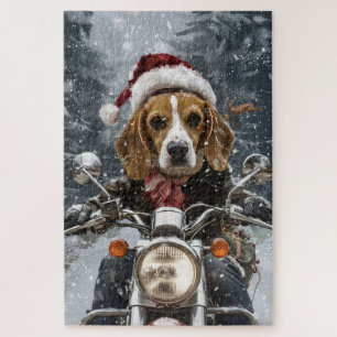 Puzzle Beagle Chien équitation moto Noël