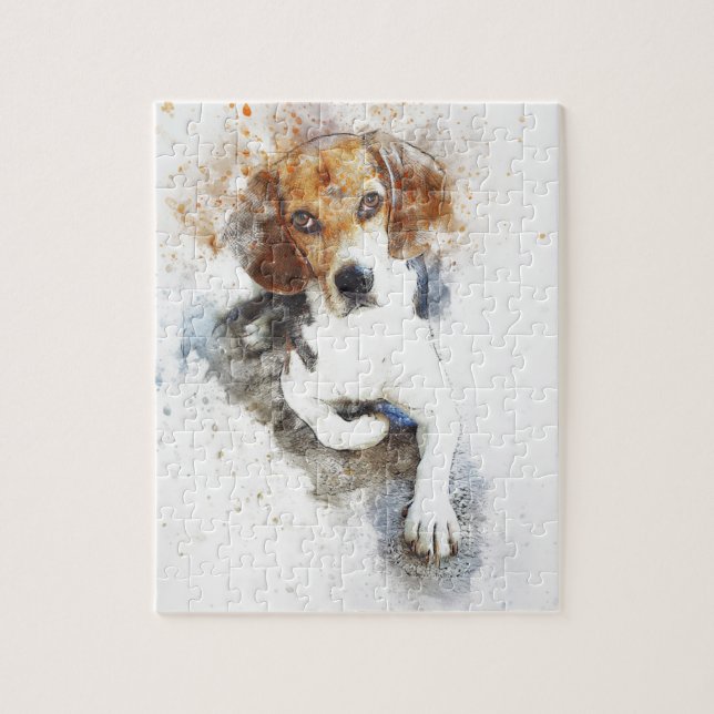 Puzzle Beagle d'aquarelle Abstrait (Vertical)