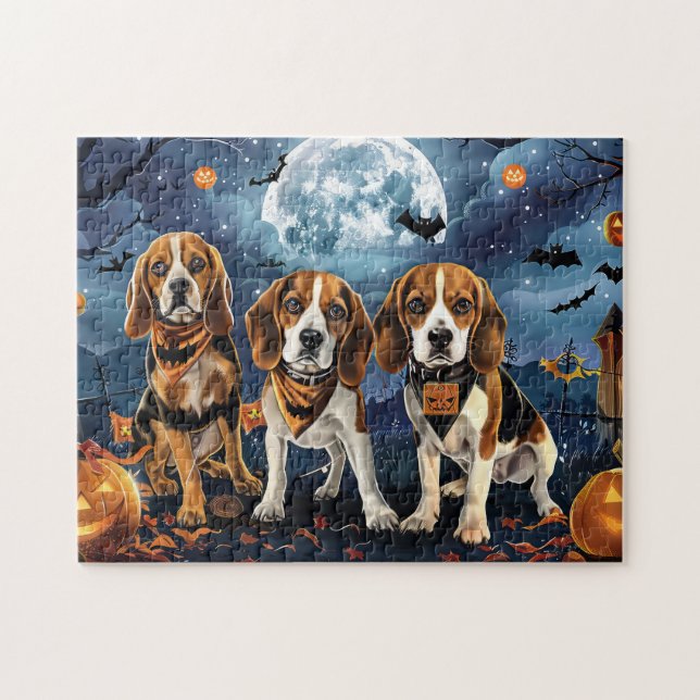 Puzzle Beagle Halloween Éffrayant (Horizontal)