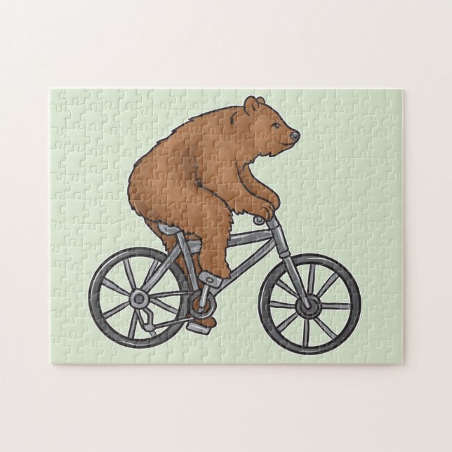 Puzzle Bear Brown Mignonne À Vélo (Horizontal)