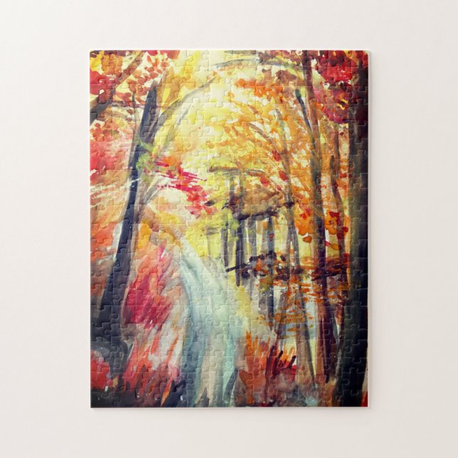 Puzzle Beau automne, automne aquarelle Art (Vertical)