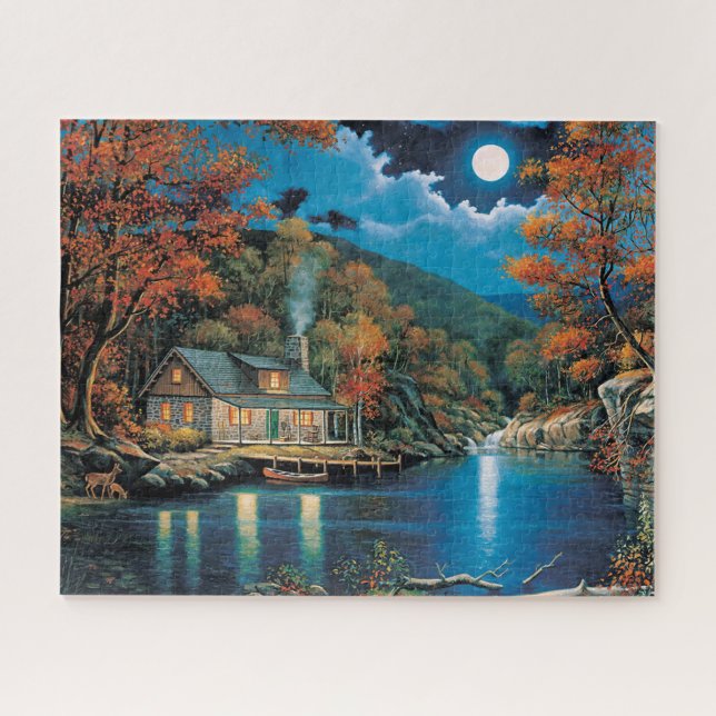 Puzzle Beau Cabine Au Bord Du Lac (Horizontal)