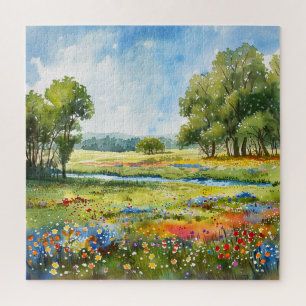 Puzzle Beau champ Fleur sauvage aquarelle