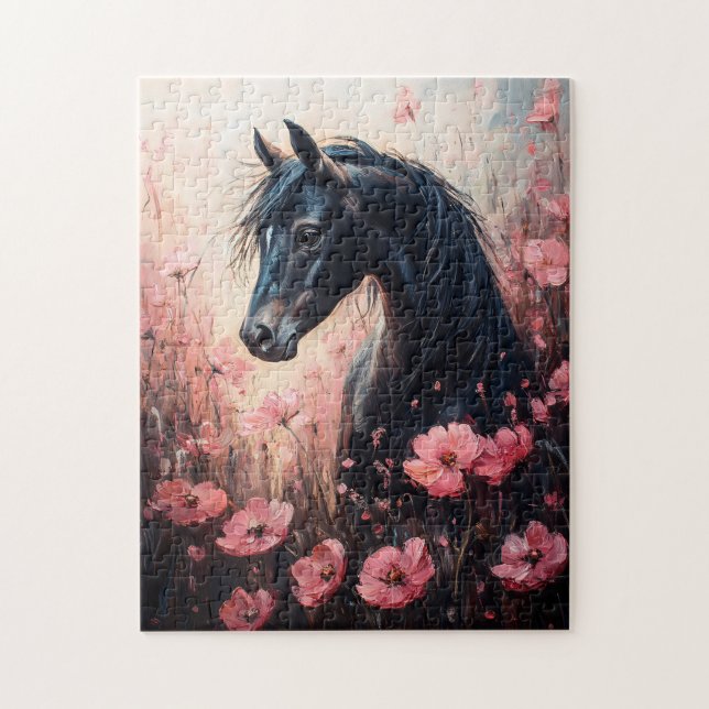 Puzzle Beau Cheval Blush Fleur sauvage rose (Vertical)
