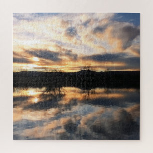 Puzzle Beau coucher de soleil d'hiver sur le lac Photo