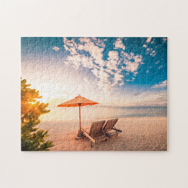 Puzzle Beau coucher du soleil de plage des Maldives (Horizontal)