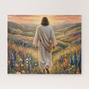 Puzzle Beau Jésus marchant dans le jardin