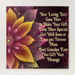 Puzzle Beau message cadeau personnalisé en fleur jaune et