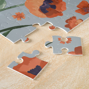 Puzzle Beau Motif de fleurs de pavot peint à la main
