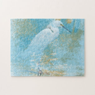 Puzzle Beau Oiseau côtier de l'aigrette neigeuse peinte