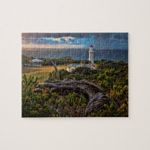 Puzzle Beau paysage de maison de lumière au lever du sole