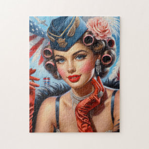 Puzzle Beau Portrait Vintage fille