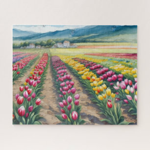 Puzzle Beau terrain de tulipe coloré