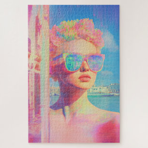 Puzzle Beauté côtière de Neon avec lunettes de soleil