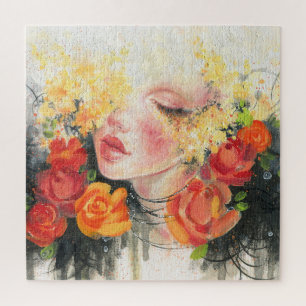 Puzzle Beauté en fleurs : Peinture à l'huile Elégance