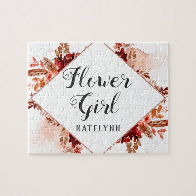 Puzzle Beauté Rustique Floral encadré Bohème Fille Fleur (Horizontal)