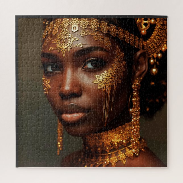 Puzzle Beautiful Nubian Goddess in Gold (Vertical)