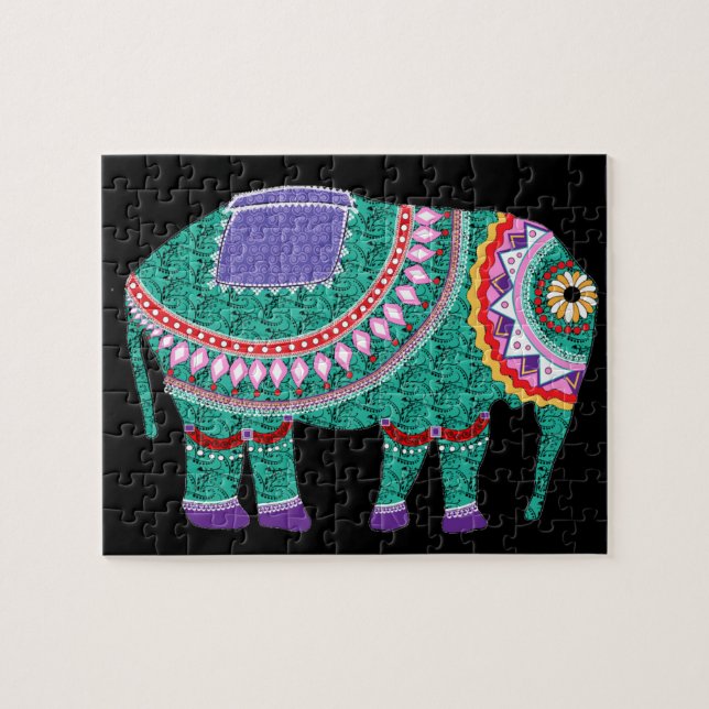 Puzzle Beautiful Ornate Elephant (Horizontal)